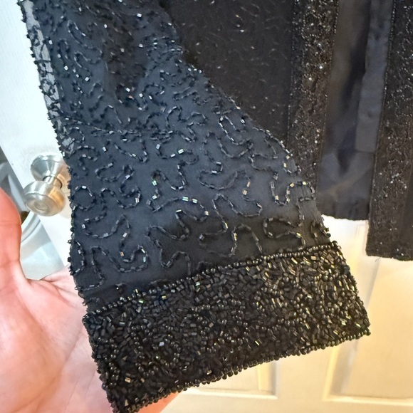 Laurence Kazar Vintage Black Hand Beaded Evening Jacket Gala Yacht Luxury Glam - Picture 5 of 5
